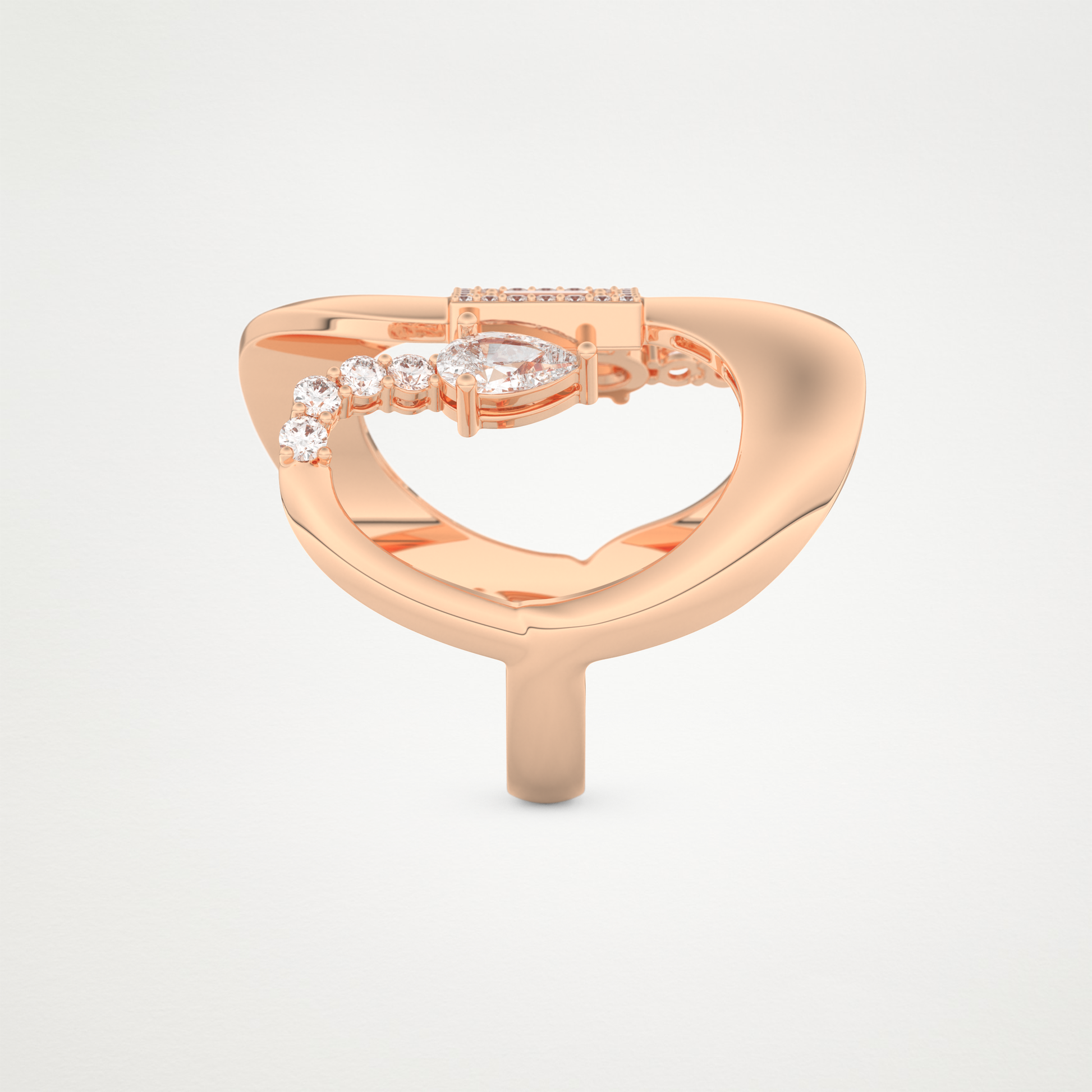0.74 CT Round, Pear & Baguette Moissanite Golden Loop Wedding Band  – Solid Gold Elegant and Timeless Design