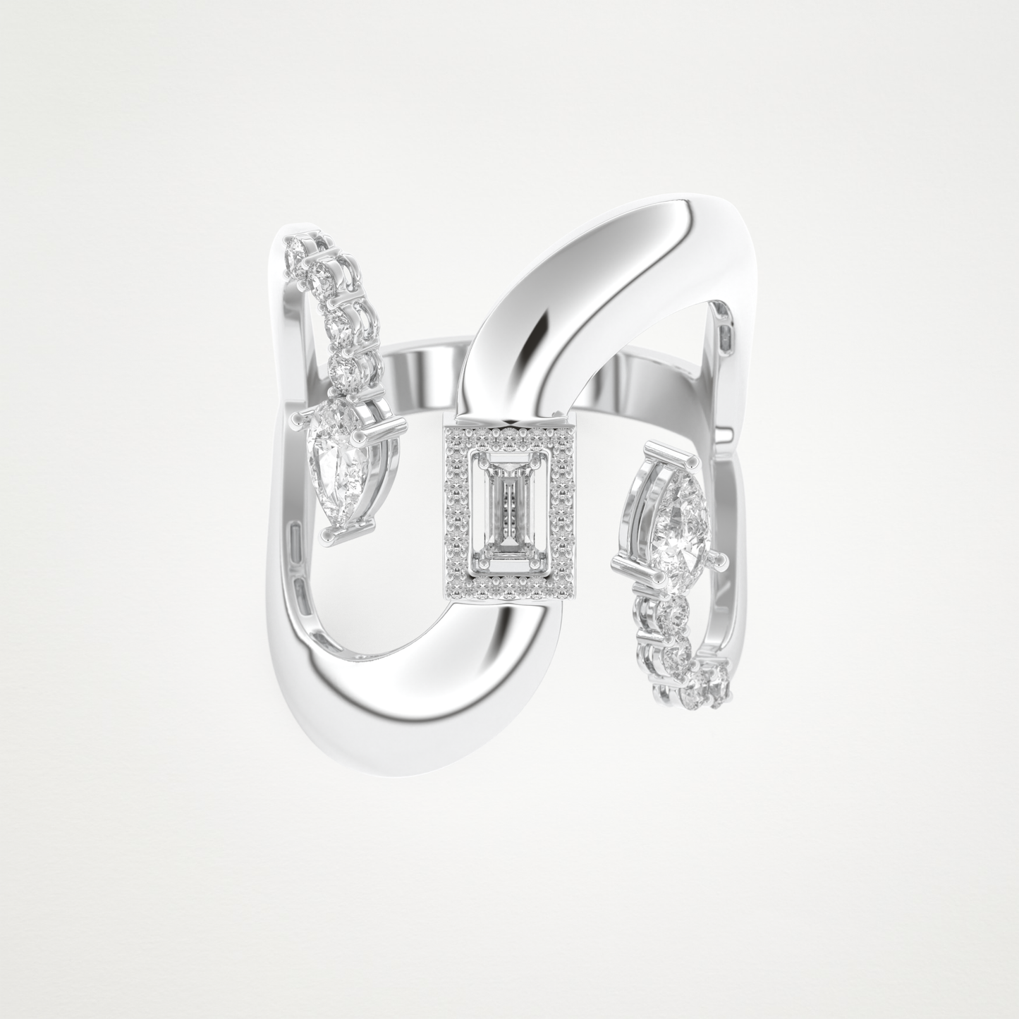 0.74 CT Round, Pear & Baguette Moissanite Golden Loop Wedding Band  – Solid Gold Elegant and Timeless Design