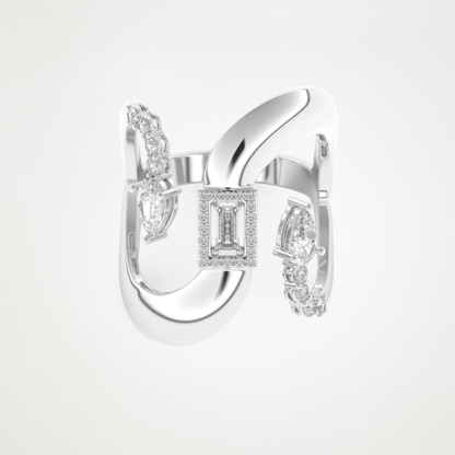 0.74 CT Round, Pear & Baguette Moissanite Golden Loop Wedding Band  – Solid Gold Elegant and Timeless Design
