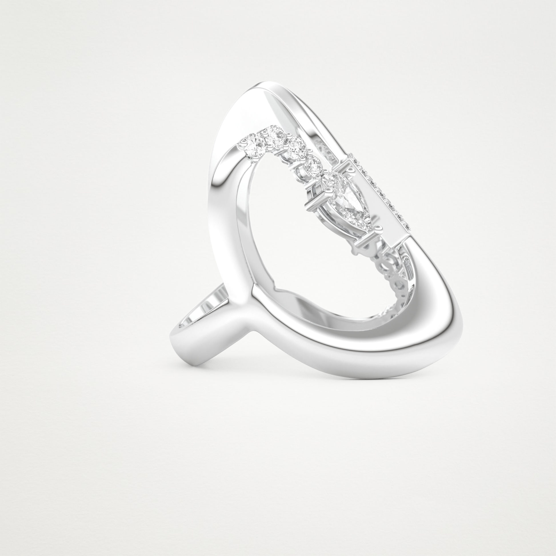0.74 CT Round, Pear & Baguette Moissanite Golden Loop Wedding Band  – Solid Gold Elegant and Timeless Design