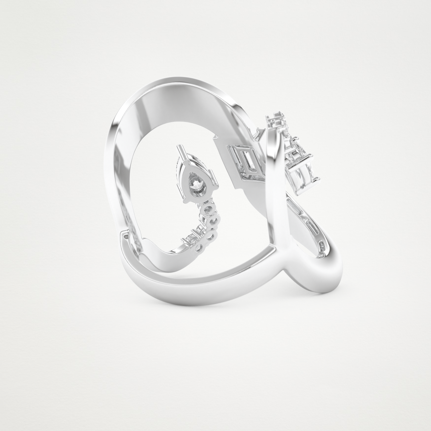 0.74 CT Round, Pear & Baguette Moissanite Golden Loop Wedding Band  – Solid Gold Elegant and Timeless Design