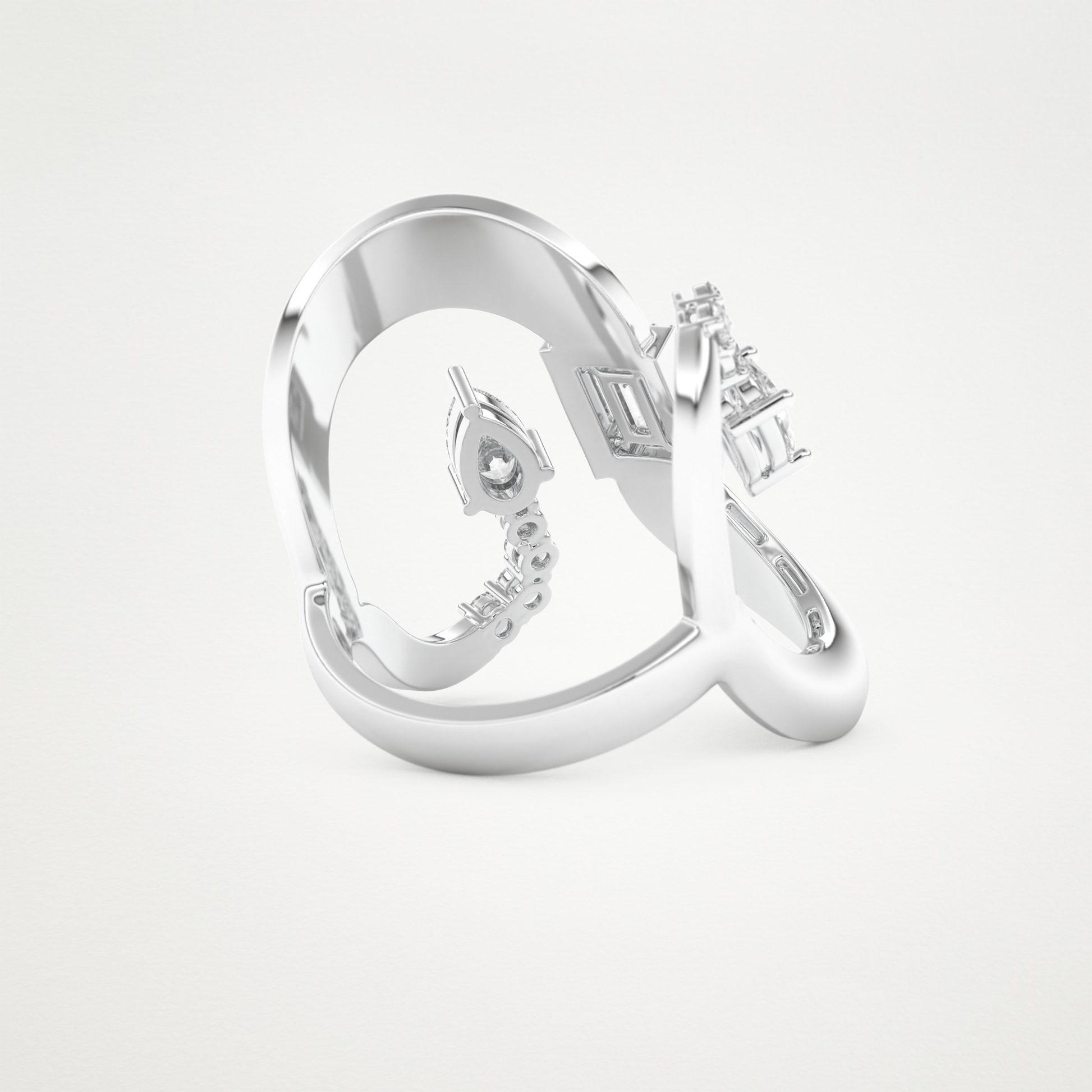 0.74 CT Round, Pear & Baguette Moissanite Golden Loop Wedding Band  – Solid Gold Elegant and Timeless Design