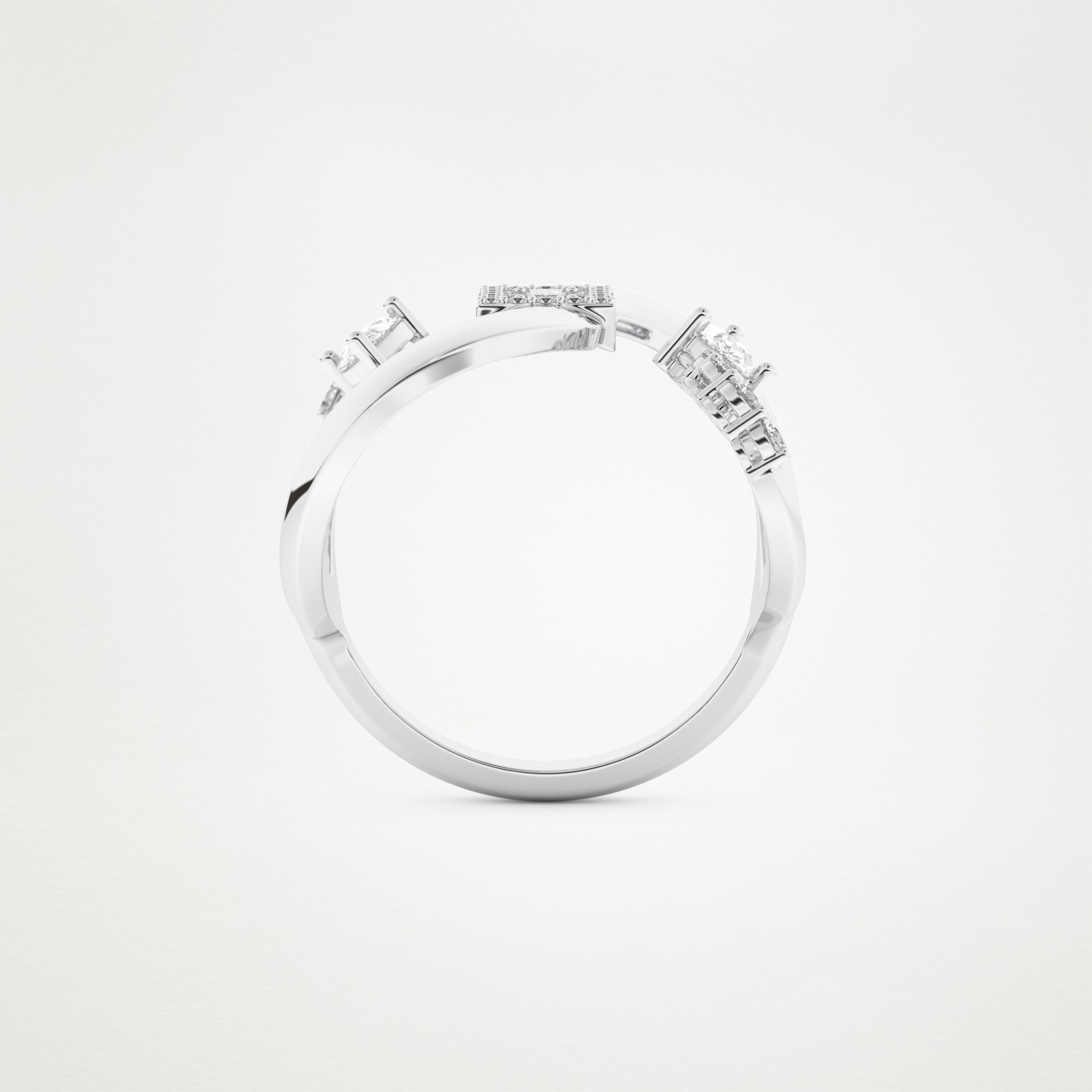 0.74 CT Round, Pear & Baguette Moissanite Golden Loop Wedding Band  – Solid Gold Elegant and Timeless Design
