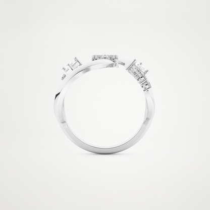 0.74 CT Round, Pear & Baguette Moissanite Golden Loop Wedding Band  – Solid Gold Elegant and Timeless Design