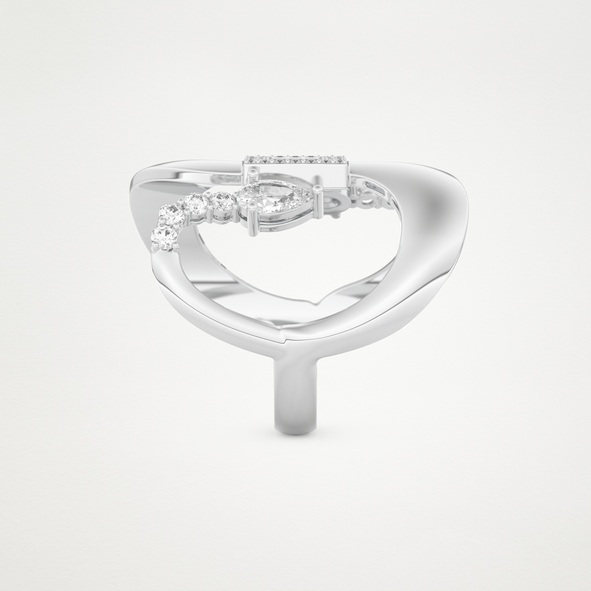 0.74 CT Round, Pear & Baguette Moissanite Golden Loop Wedding Band  – Solid Gold Elegant and Timeless Design