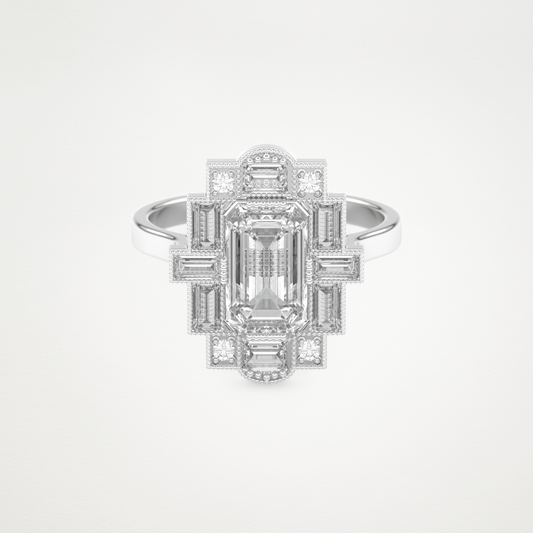 Emerald Cut Moissanite Halo Engagement Ring – 1.34 CT Lab-Created Brilliance in 10K/14K/18K Gold