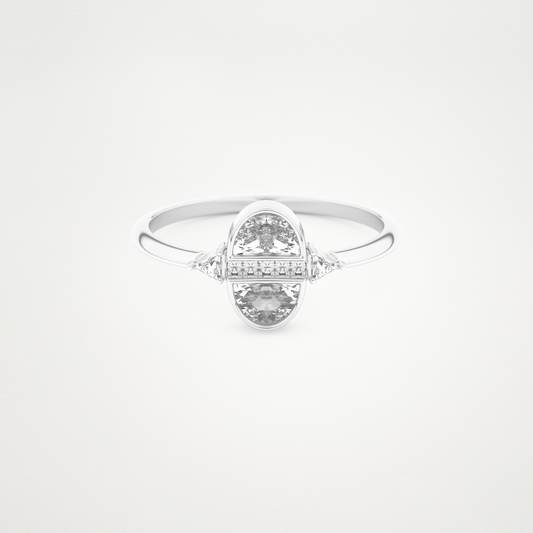 0.39 CT Triangle, Half moon & Round Moissanite Wedding Band  – Solid Gold Elegant and Timeless Design