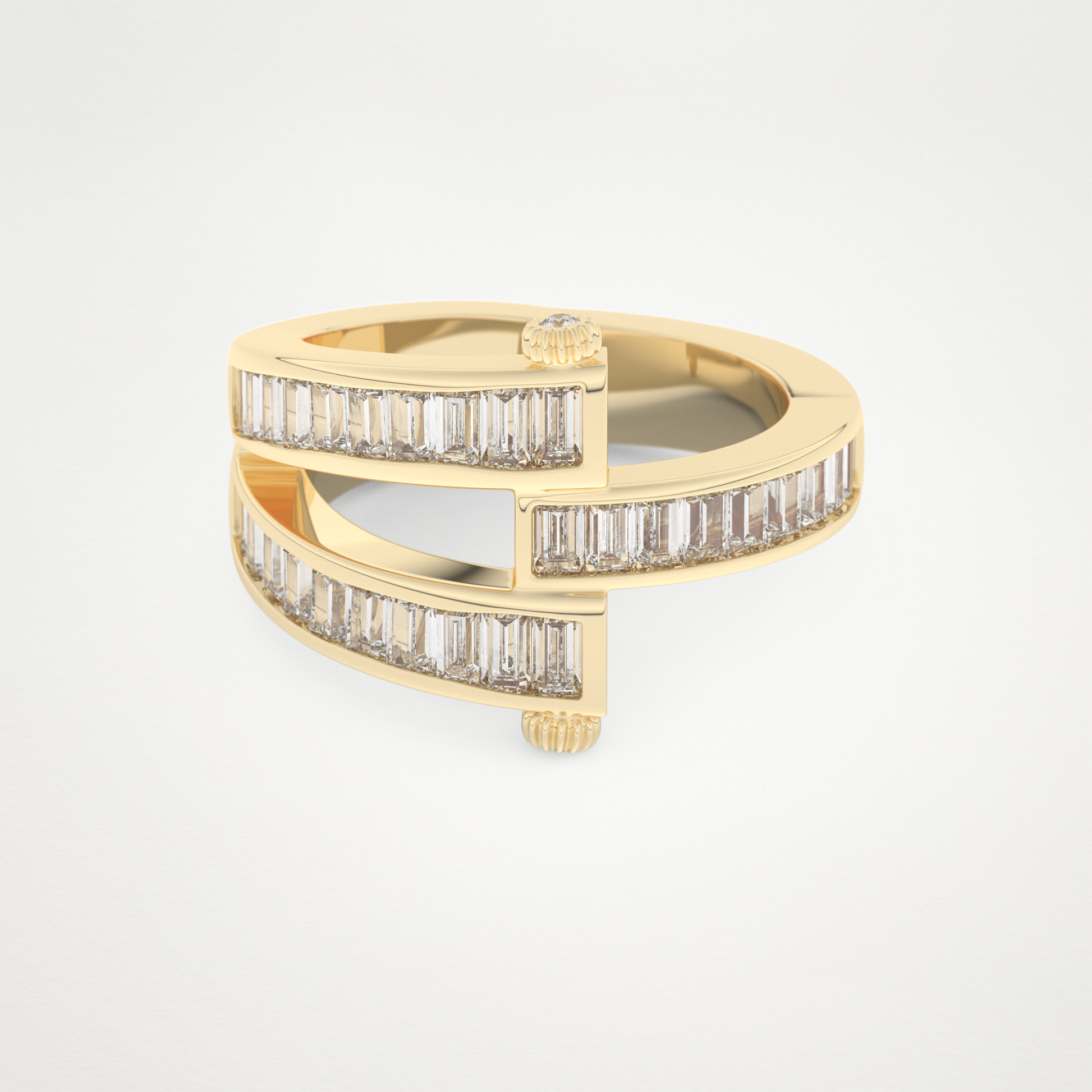 Elegant 1.53 CT Round & Baguette Straight Moissanite Three Layered Wedding Band  – Solid Gold Elegant and Timeless Design
