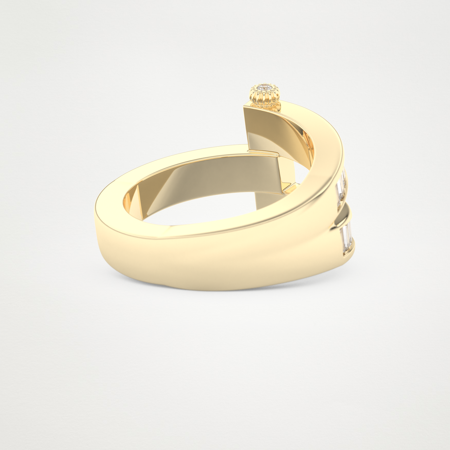 Elegant 1.53 CT Round & Baguette Straight Moissanite Three Layered Wedding Band  – Solid Gold Elegant and Timeless Design