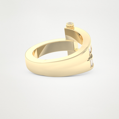 Elegant 1.53 CT Round & Baguette Straight Moissanite Three Layered Wedding Band  – Solid Gold Elegant and Timeless Design