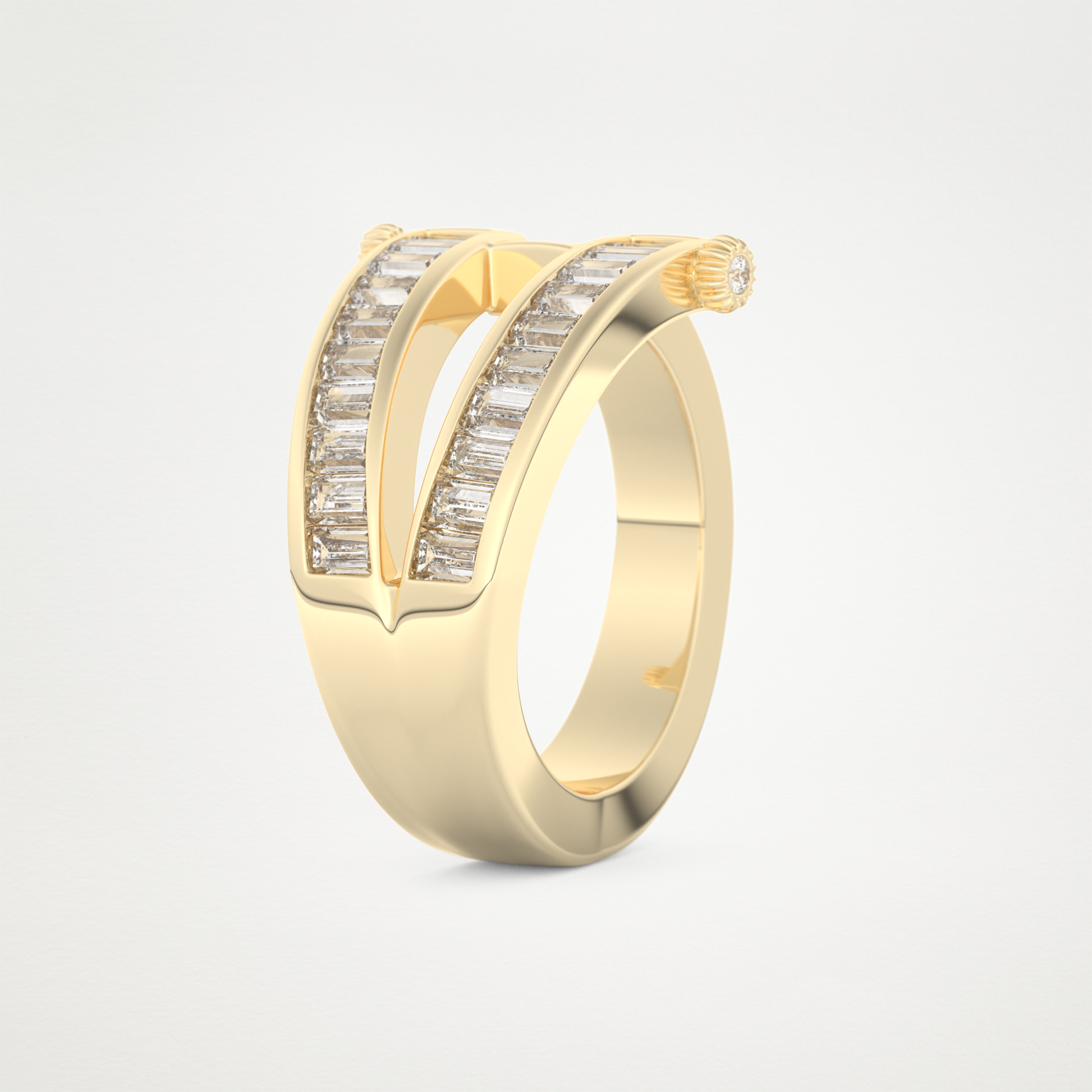 Elegant 1.53 CT Round & Baguette Straight Moissanite Three Layered Wedding Band  – Solid Gold Elegant and Timeless Design