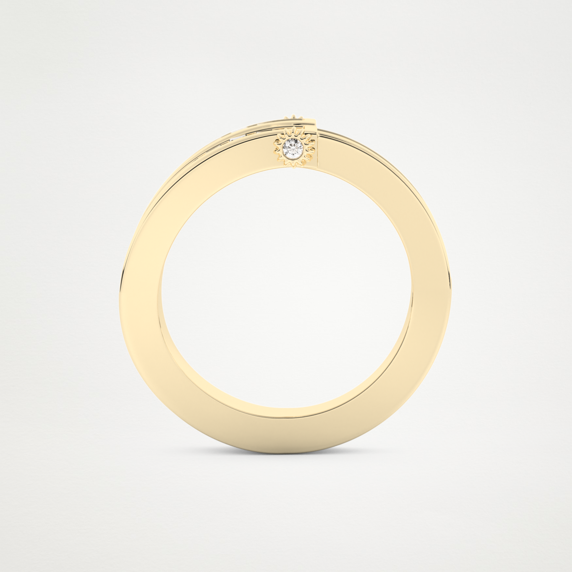 Elegant 1.53 CT Round & Baguette Straight Moissanite Three Layered Wedding Band  – Solid Gold Elegant and Timeless Design