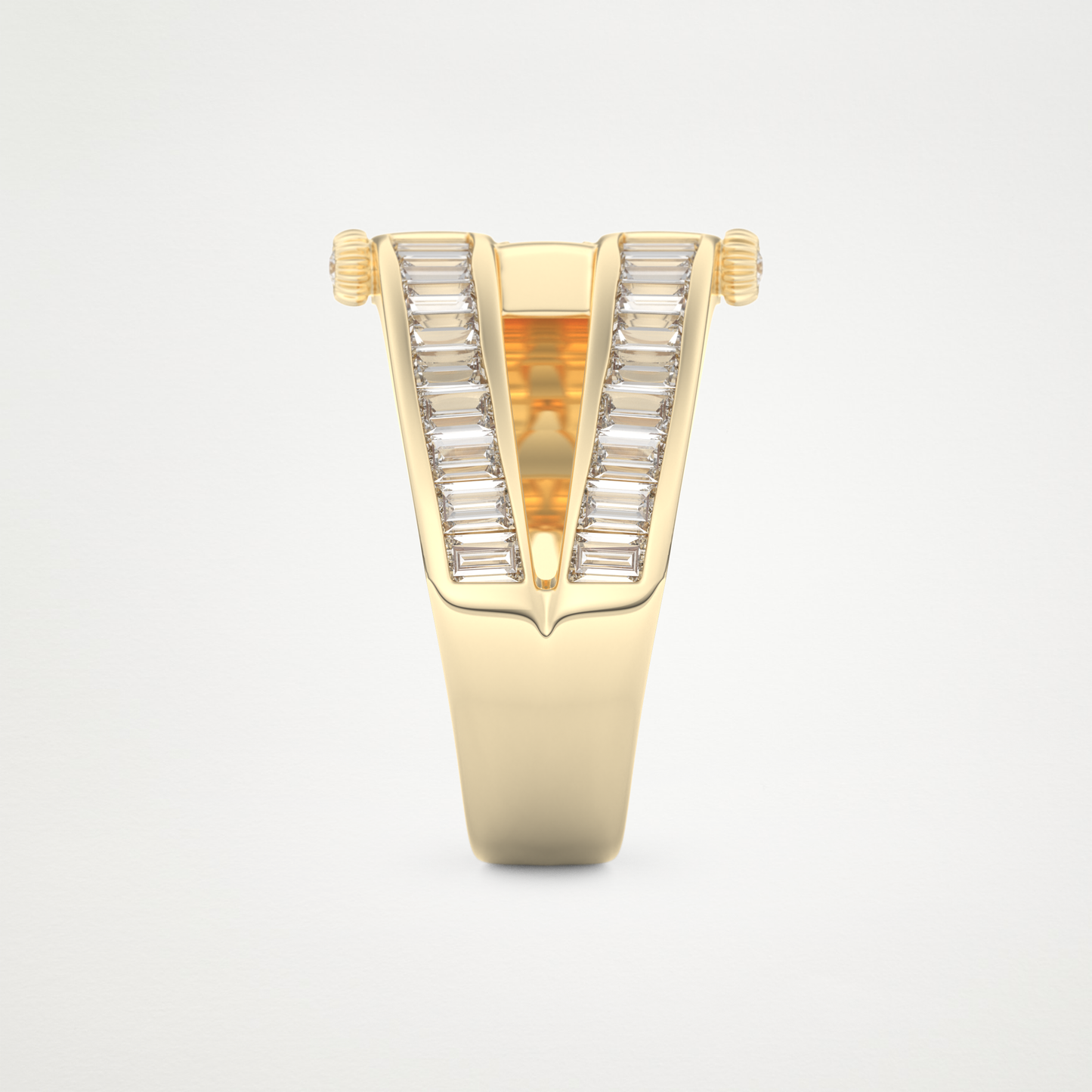 Elegant 1.53 CT Round & Baguette Straight Moissanite Three Layered Wedding Band  – Solid Gold Elegant and Timeless Design