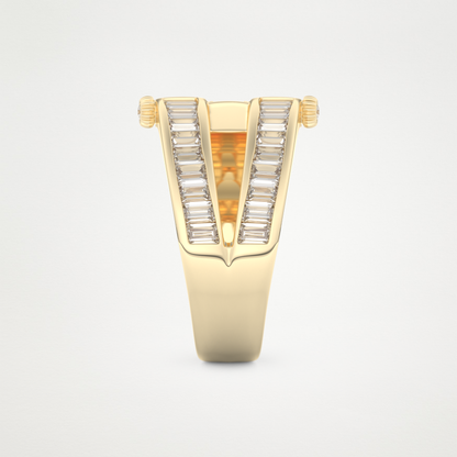 Elegant 1.53 CT Round & Baguette Straight Moissanite Three Layered Wedding Band  – Solid Gold Elegant and Timeless Design