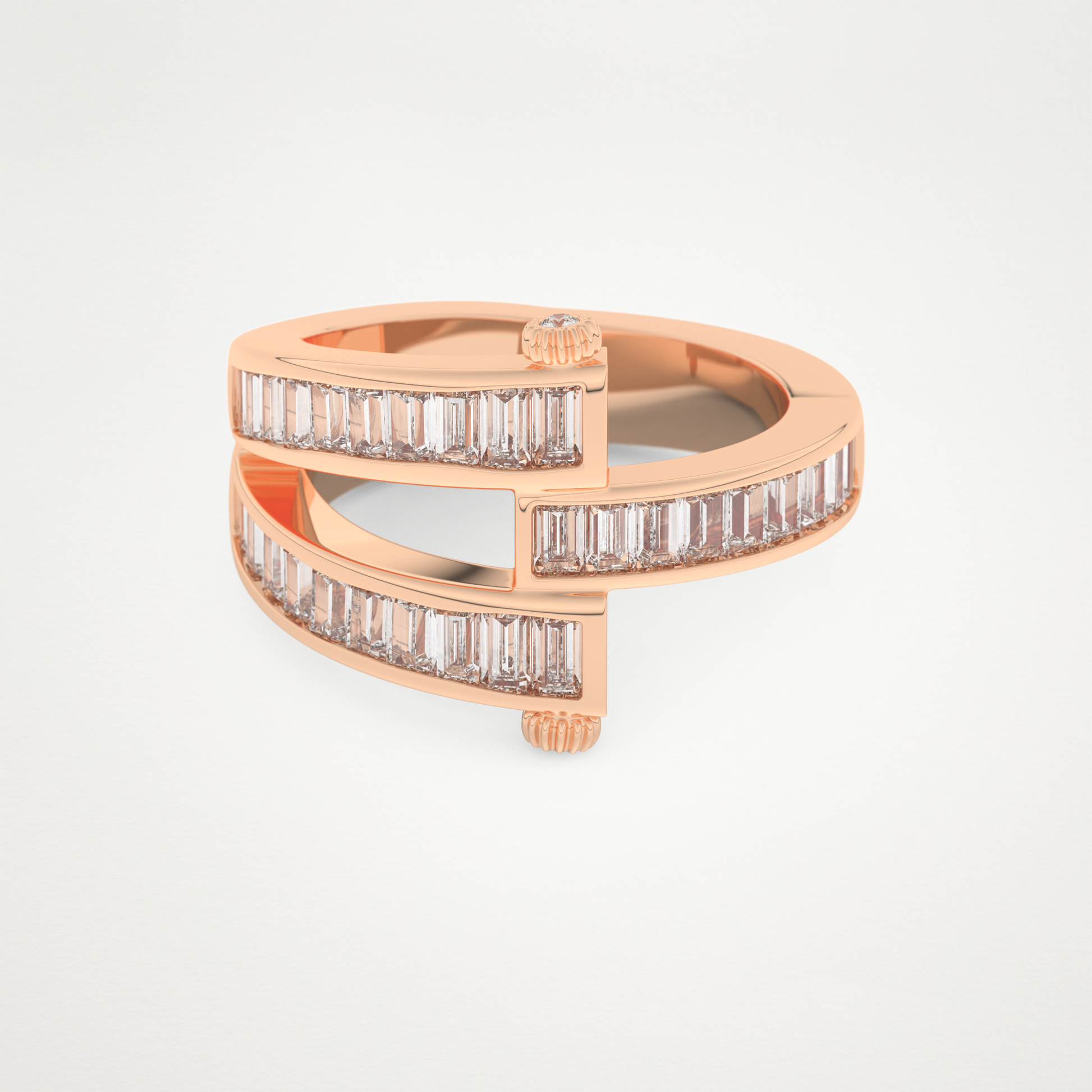 Elegant 1.53 CT Round & Baguette Straight Moissanite Three Layered Wedding Band  – Solid Gold Elegant and Timeless Design