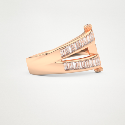 Elegant 1.53 CT Round & Baguette Straight Moissanite Three Layered Wedding Band  – Solid Gold Elegant and Timeless Design