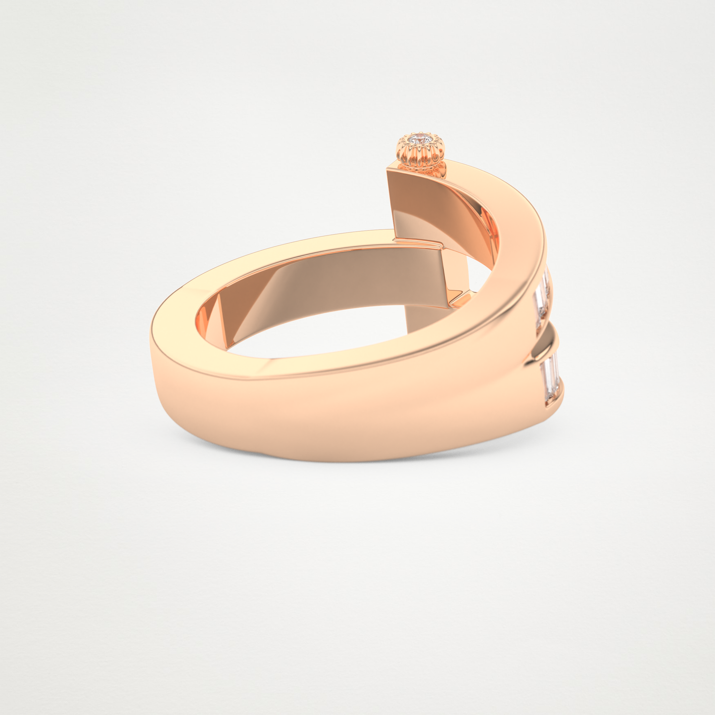 Elegant 1.53 CT Round & Baguette Straight Moissanite Three Layered Wedding Band  – Solid Gold Elegant and Timeless Design
