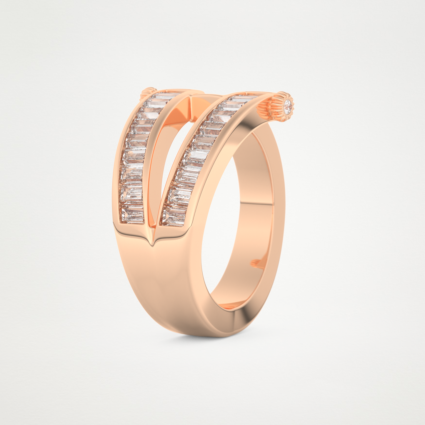 Elegant 1.53 CT Round & Baguette Straight Moissanite Three Layered Wedding Band  – Solid Gold Elegant and Timeless Design