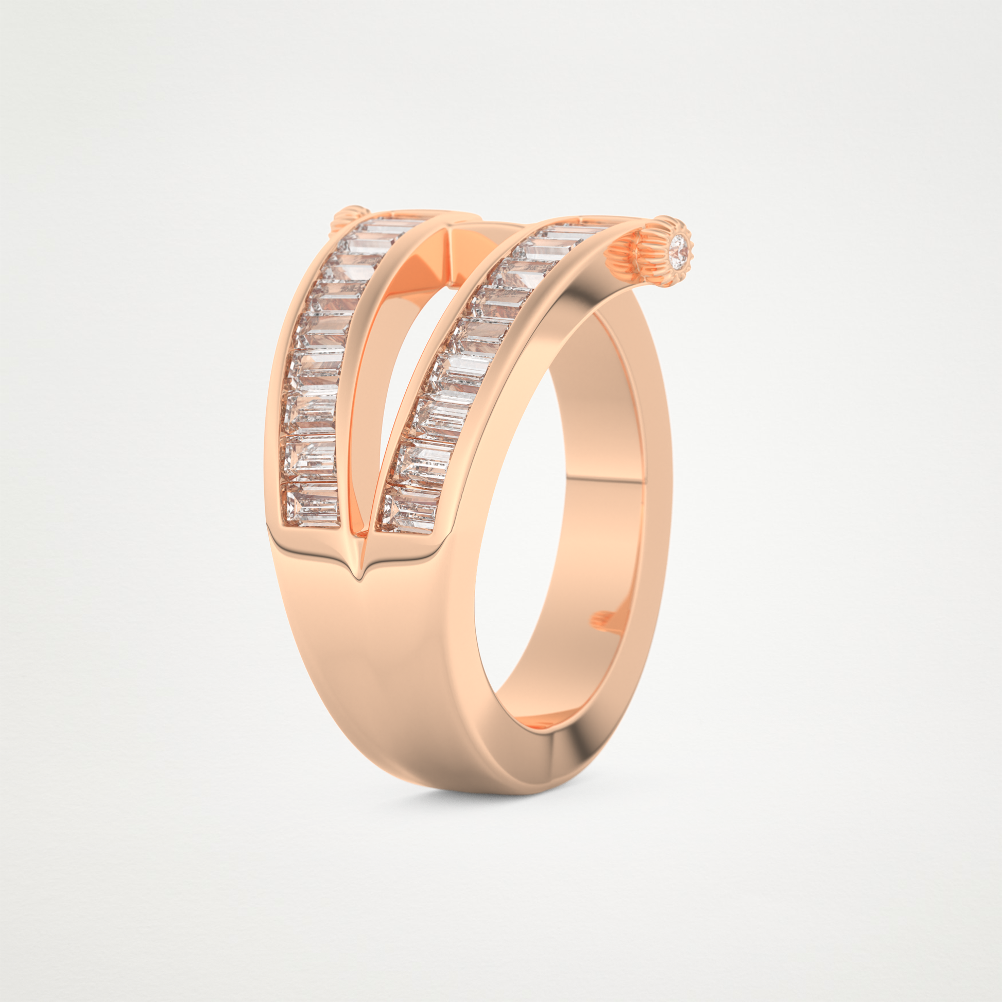 Elegant 1.53 CT Round & Baguette Straight Moissanite Three Layered Wedding Band  – Solid Gold Elegant and Timeless Design