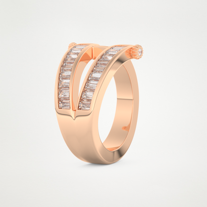 Elegant 1.53 CT Round & Baguette Straight Moissanite Three Layered Wedding Band  – Solid Gold Elegant and Timeless Design