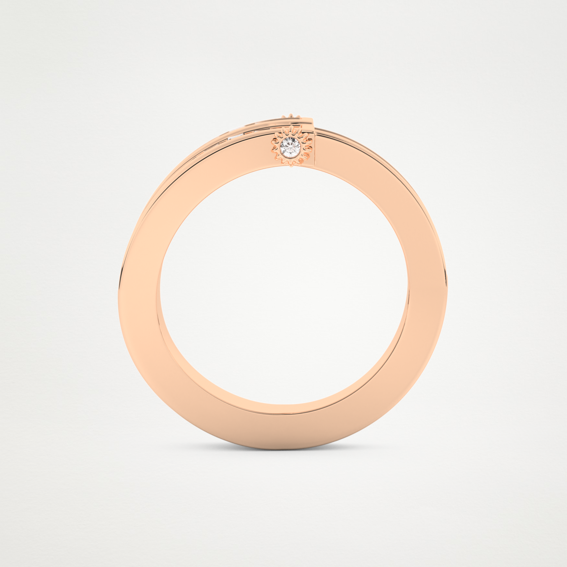 Elegant 1.53 CT Round & Baguette Straight Moissanite Three Layered Wedding Band  – Solid Gold Elegant and Timeless Design