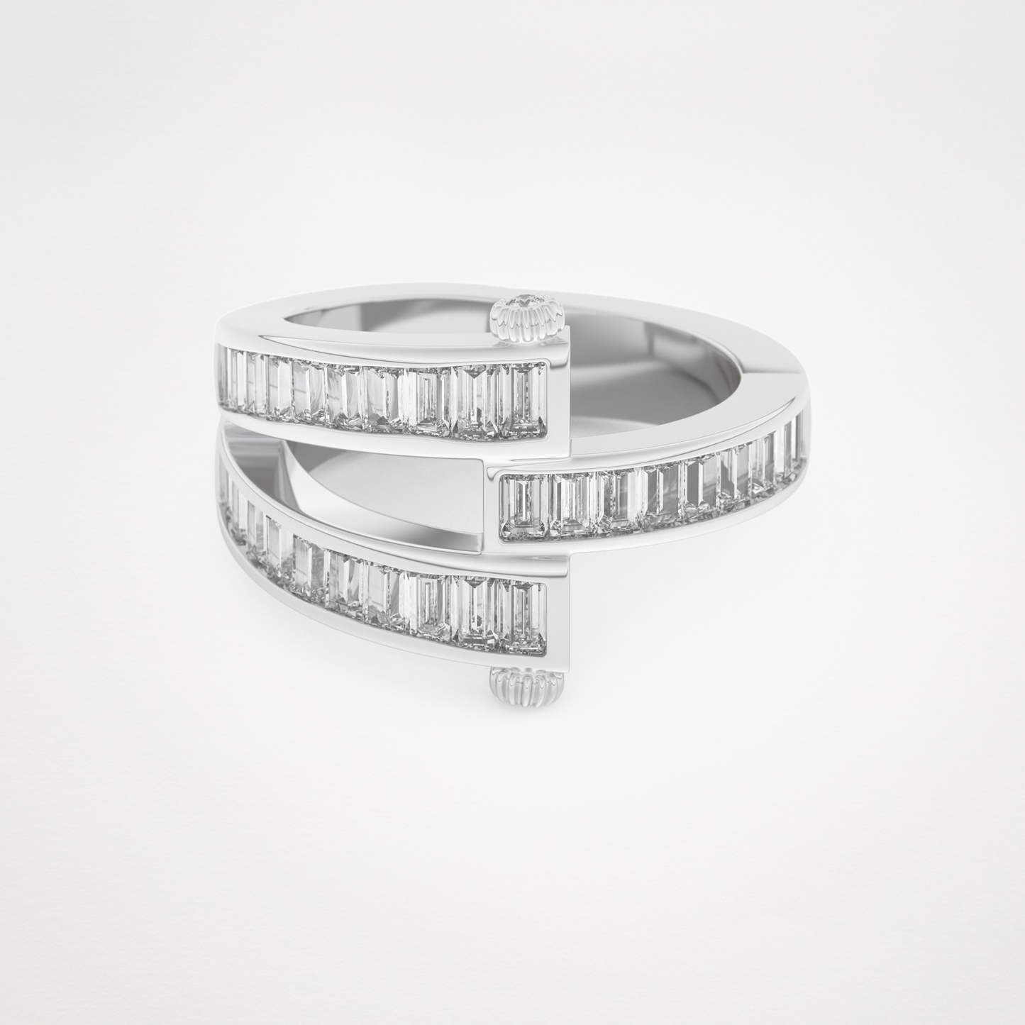 Elegant 1.53 CT Round & Baguette Straight Moissanite Three Layered Wedding Band  – Solid Gold Elegant and Timeless Design