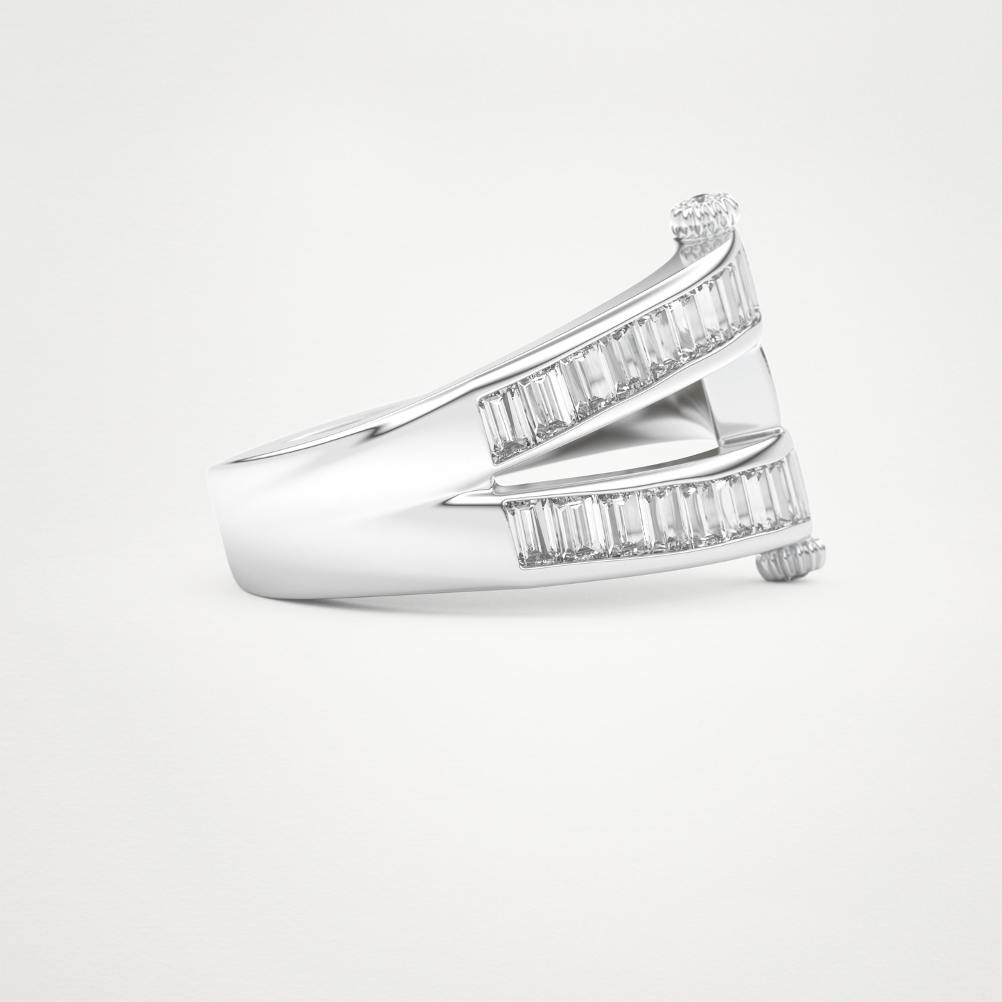 Elegant 1.53 CT Round & Baguette Straight Moissanite Three Layered Wedding Band  – Solid Gold Elegant and Timeless Design