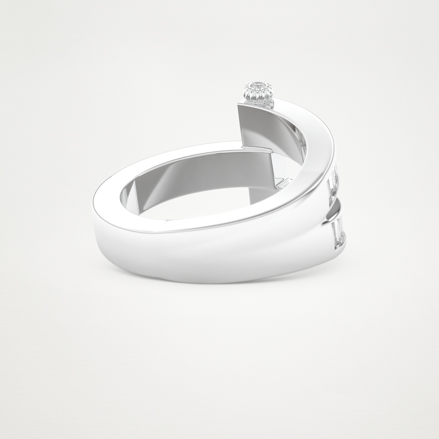 Elegant 1.53 CT Round & Baguette Straight Moissanite Three Layered Wedding Band  – Solid Gold Elegant and Timeless Design