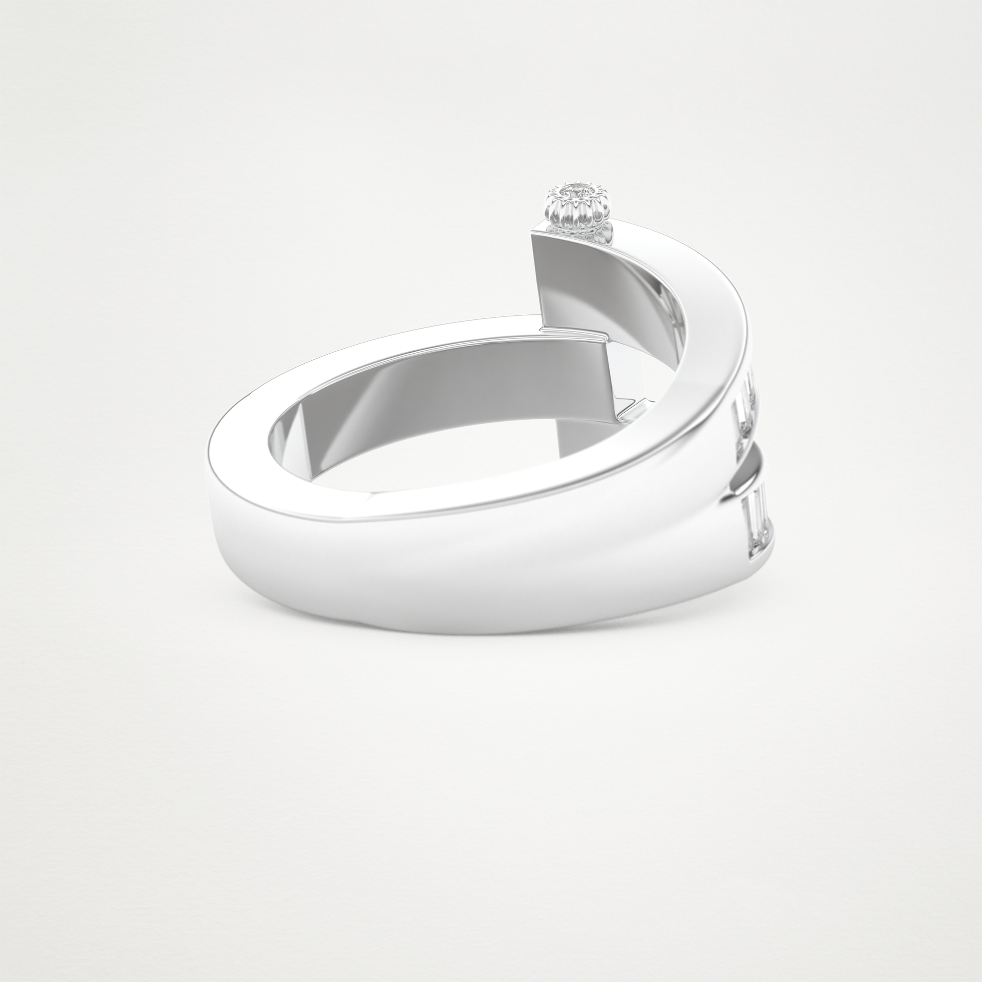 Elegant 1.53 CT Round & Baguette Straight Moissanite Three Layered Wedding Band  – Solid Gold Elegant and Timeless Design