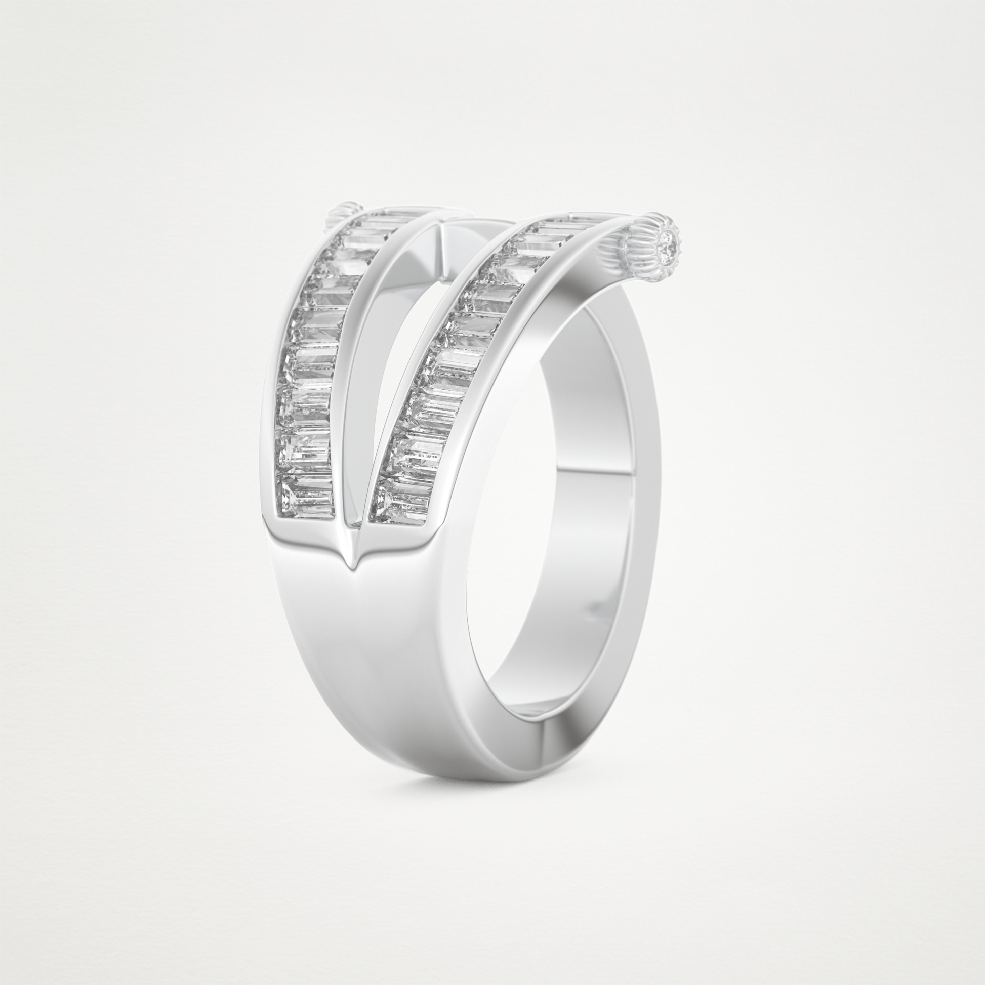 Elegant 1.53 CT Round & Baguette Straight Moissanite Three Layered Wedding Band  – Solid Gold Elegant and Timeless Design