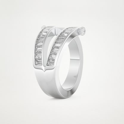 Elegant 1.53 CT Round & Baguette Straight Moissanite Three Layered Wedding Band  – Solid Gold Elegant and Timeless Design