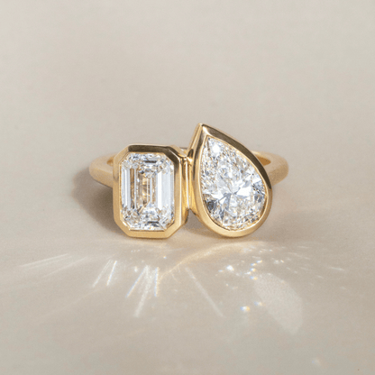 Marquise Shaped Three Stone Lab Grown Diamond Engagement Ring