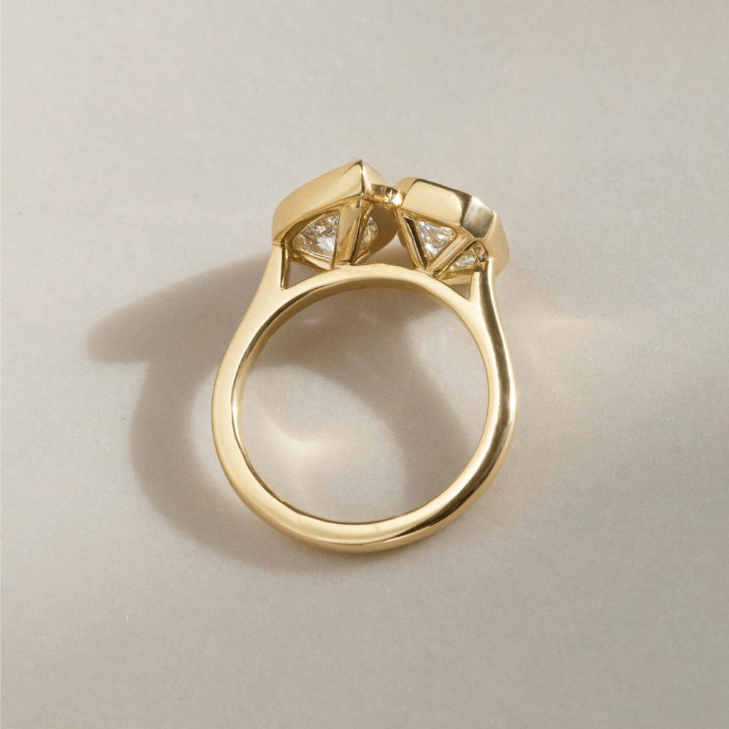 Marquise Shaped Three Stone Lab Grown Diamond Engagement Ring