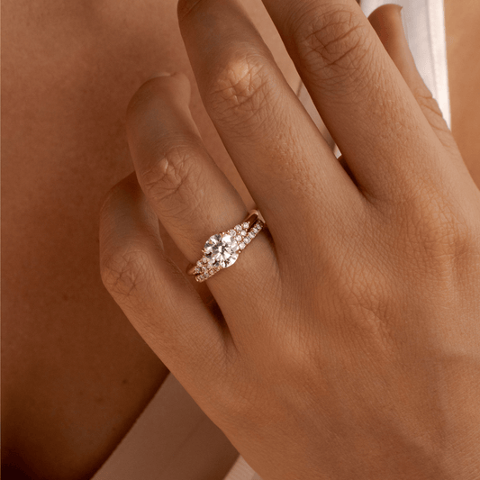 Marquise Shaped Three Stone Lab Grown Diamond Engagement Ring