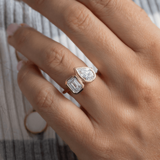 Marquise Shaped Three Stone Lab Grown Diamond Engagement Ring