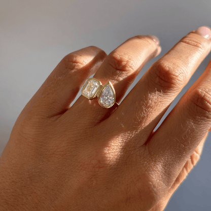 Marquise Shaped Three Stone Lab Grown Diamond Engagement Ring