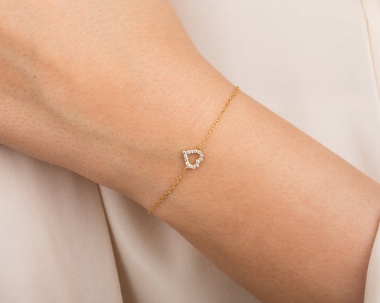 0.1 TCW Round Stones Heart Shaped Moissanite Bracelet