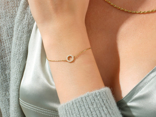 0.12 TCW Round Ring Charm Moissanite Bracelet