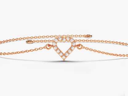 0.1 TCW Round Stones Heart Shaped Moissanite Bracelet