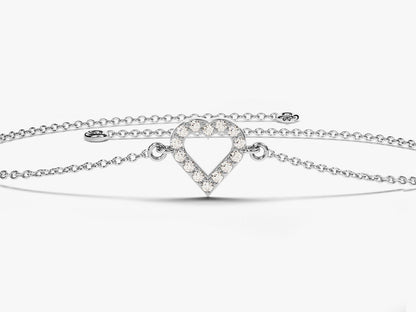 0.1 TCW Round Stones Heart Shaped Moissanite Bracelet