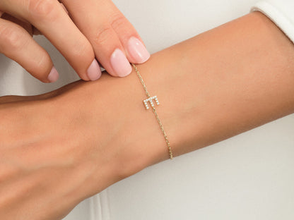 0.08 TCW Initial's Moissanite Bracelet