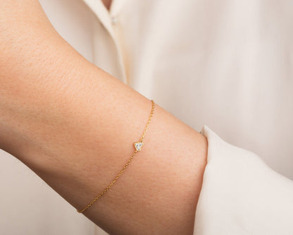 0.03 TCW Heart Charm Moissanite Bracelet