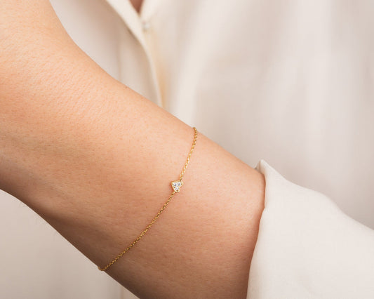 0.03 TCW Heart Charm Moissanite Bracelet