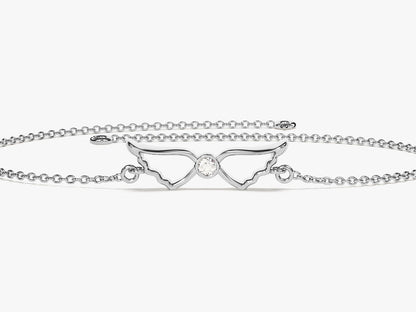 0.02 TCW Round Wing Shaped Charm Bracelet