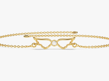 0.02 TCW Round Wing Shaped Charm Bracelet