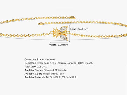 0.05 TCW Bee Shaped Moissanite Bracelet