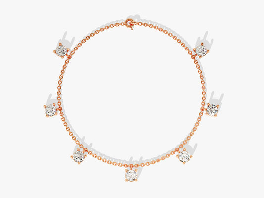 0.7 TCW Round Drop Moissanite Bracelet