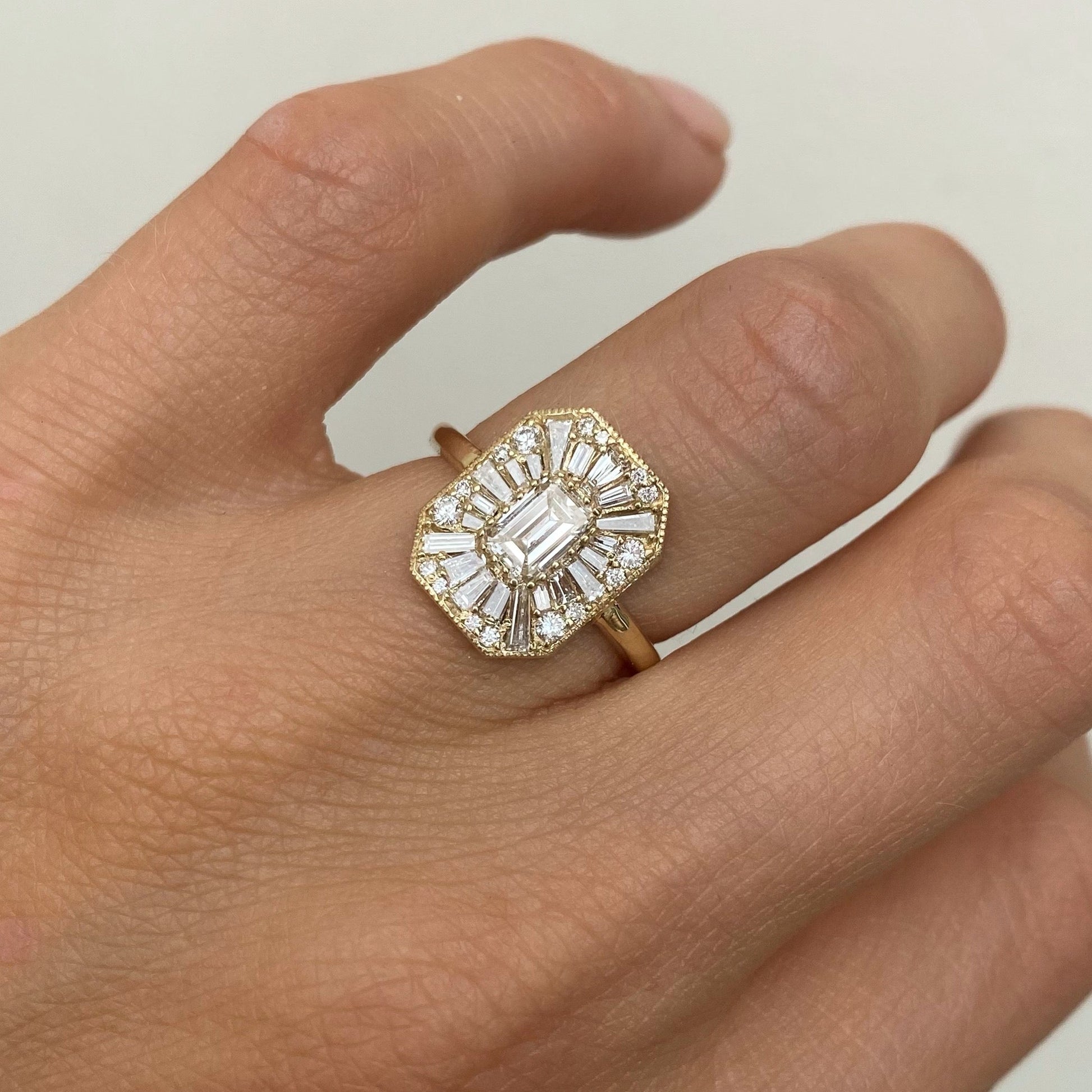 Marquise Shaped Three Stone Lab Grown Diamond Engagement Ring