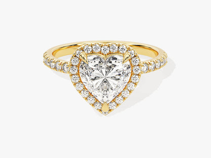 1.5 CT Heart Cut Halo & Pave Moissanite Engagement Ring