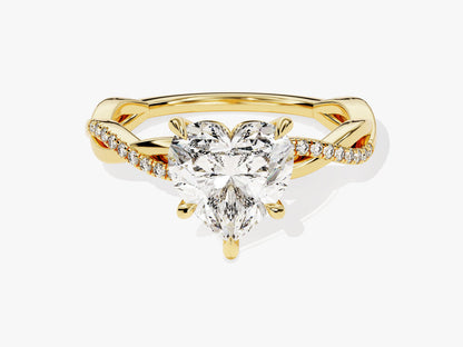 2 CT Heart Cut Twisted Pave Moissanite Engagement Ring